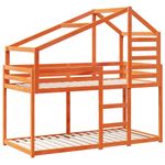 Casa si Gradina - Mobilier - Paturi si accesorii - Paturi - Pat supraetajat cu acoperis maro ceruit 90x200cm lemn masiv pin - Infinity.ro