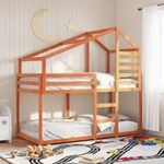 Casa si Gradina - Mobilier - Paturi si accesorii - Paturi - Pat supraetajat cu acoperis maro ceruit 90x200cm lemn masiv pin - Infinity.ro