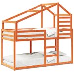 Casa si Gradina - Mobilier - Paturi si accesorii - Paturi - Pat supraetajat cu acoperis maro ceruit 90x200cm lemn masiv pin - Infinity.ro
