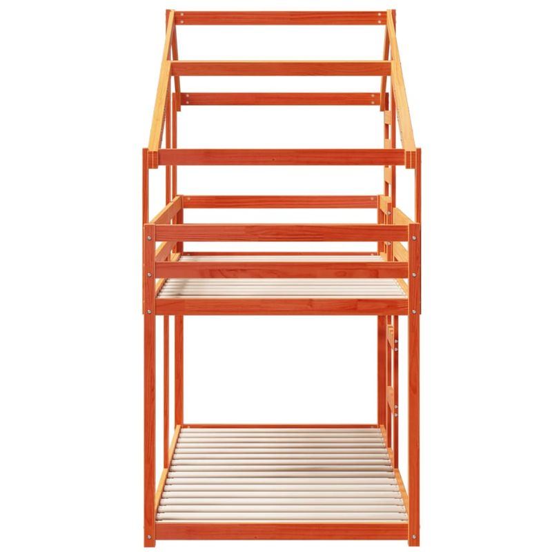 Casa si Gradina - Mobilier - Paturi si accesorii - Paturi - Pat supraetajat cu acoperis maro ceruit 90x200cm lemn masiv pin - Infinity.ro