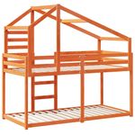 Casa si Gradina - Mobilier - Paturi si accesorii - Paturi - Pat supraetajat cu acoperis maro ceruit 90x200cm lemn masiv pin - Infinity.ro