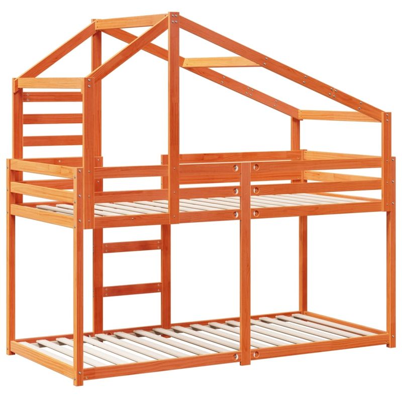 Casa si Gradina - Mobilier - Paturi si accesorii - Paturi - Pat supraetajat cu acoperis maro ceruit 90x200cm lemn masiv pin - Infinity.ro