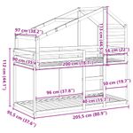 Casa si Gradina - Mobilier - Paturi si accesorii - Paturi - Pat supraetajat cu acoperis maro ceruit 90x200cm lemn masiv pin - Infinity.ro