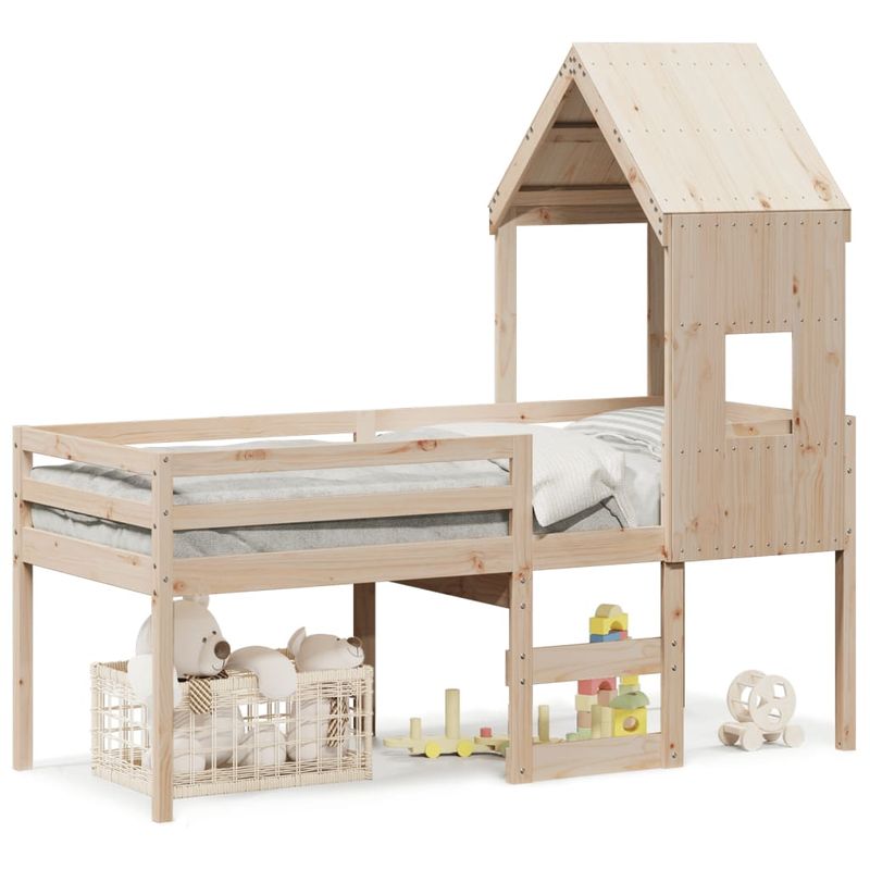 Casa si Gradina - Mobilier - Paturi si accesorii - Paturi - Pat inalt cu acoperis, 80x200 cm, lemn masiv de pin - Infinity.ro