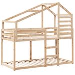 Casa si Gradina - Mobilier - Paturi si accesorii - Paturi - Pat supraetajat cu acoperis, alb, 90x200 cm, lemn masiv de pin - Infinity.ro