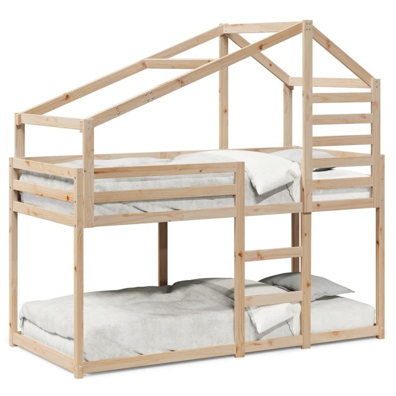 Casa si Gradina - Mobilier - Paturi si accesorii - Paturi - Pat supraetajat cu acoperis, alb, 90x200 cm, lemn masiv de pin - Infinity.ro