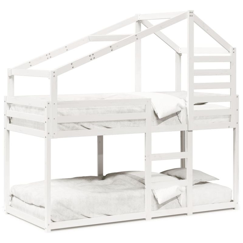 Casa si Gradina - Mobilier - Paturi si accesorii - Paturi - Pat supraetajat cu acoperis, alb, 75x190 cm, lemn masiv de pin - Infinity.ro