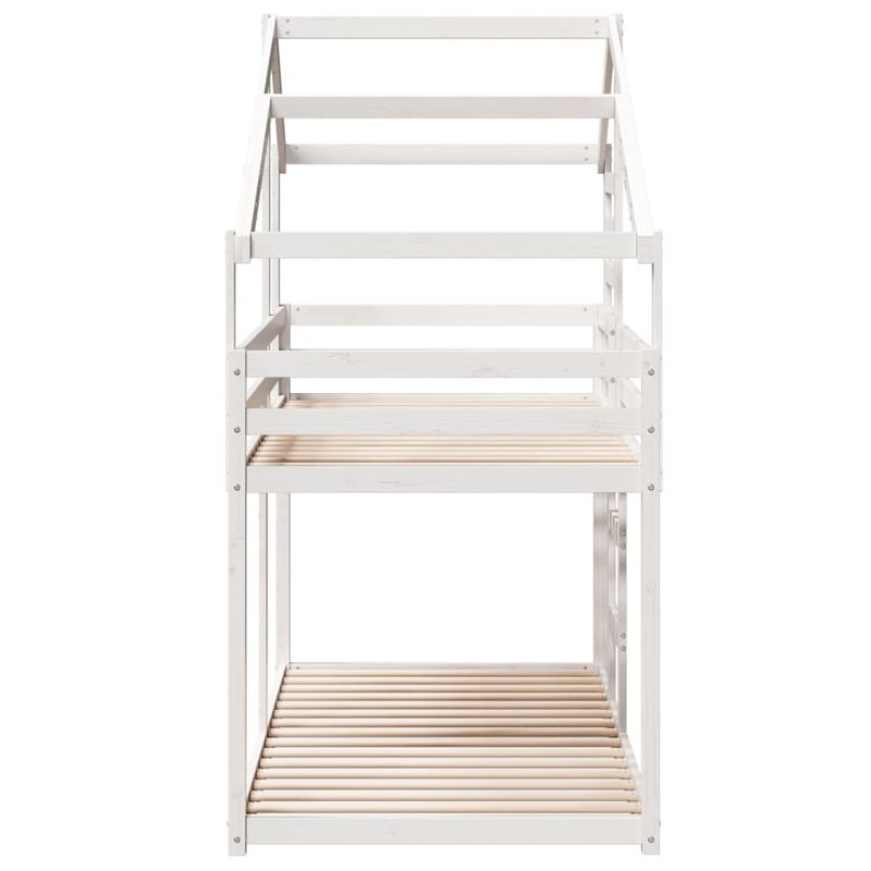 Casa si Gradina - Mobilier - Paturi si accesorii - Paturi - Pat supraetajat cu acoperis, alb, 75x190 cm, lemn masiv de pin - Infinity.ro