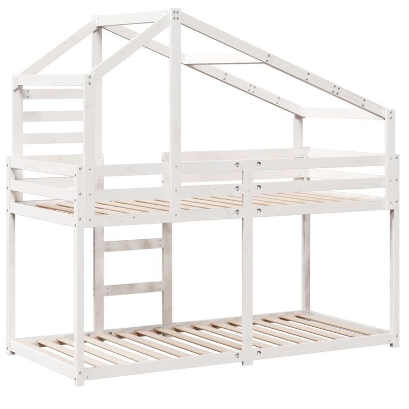 Casa si Gradina - Mobilier - Paturi si accesorii - Paturi - Pat supraetajat cu acoperis, alb, 75x190 cm, lemn masiv de pin - Infinity.ro