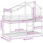 Casa si Gradina - Mobilier - Paturi si accesorii - Paturi - Pat supraetajat cu acoperis, alb, 75x190 cm, lemn masiv de pin - Infinity.ro