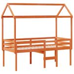 Casa si Gradina - Mobilier - Paturi si accesorii - Paturi - Pat inalt de dormitor, maro ceruit, 90x200cm, lemn masiv de pin - Infinity.ro
