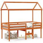 Casa si Gradina - Mobilier - Paturi si accesorii - Paturi - Pat inalt de dormitor, maro ceruit, 90x200cm, lemn masiv de pin - Infinity.ro