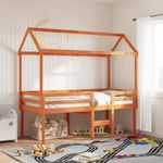 Casa si Gradina - Mobilier - Paturi si accesorii - Paturi - Pat inalt de dormitor, maro ceruit, 90x200cm, lemn masiv de pin - Infinity.ro