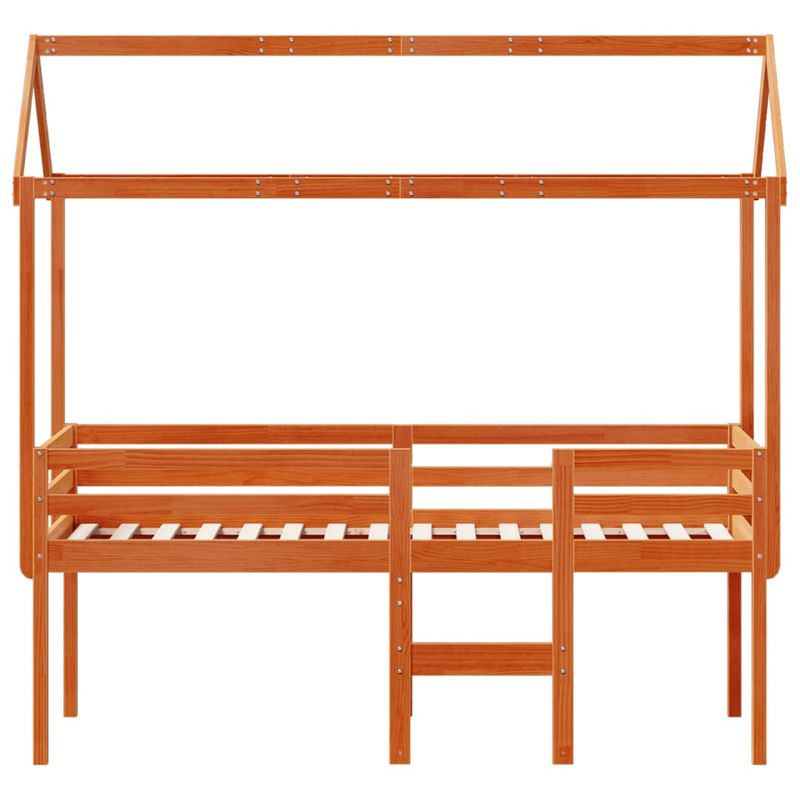 Casa si Gradina - Mobilier - Paturi si accesorii - Paturi - Pat inalt de dormitor, maro ceruit, 90x200cm, lemn masiv de pin - Infinity.ro