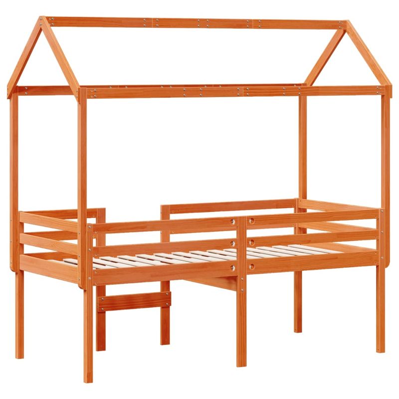 Casa si Gradina - Mobilier - Paturi si accesorii - Paturi - Pat inalt de dormitor, maro ceruit, 90x200cm, lemn masiv de pin - Infinity.ro