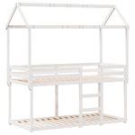 Casa si Gradina - Mobilier - Paturi si accesorii - Paturi - Pat supraetajat cu acoperis, alb, 80x200 cm, lemn masiv de pin - Infinity.ro