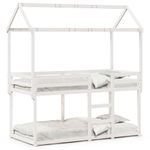 Casa si Gradina - Mobilier - Paturi si accesorii - Paturi - Pat supraetajat cu acoperis, alb, 80x200 cm, lemn masiv de pin - Infinity.ro