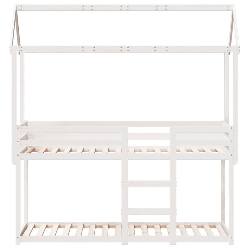 Casa si Gradina - Mobilier - Paturi si accesorii - Paturi - Pat supraetajat cu acoperis, alb, 80x200 cm, lemn masiv de pin - Infinity.ro