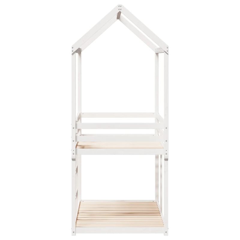 Casa si Gradina - Mobilier - Paturi si accesorii - Paturi - Pat supraetajat cu acoperis, alb, 80x200 cm, lemn masiv de pin - Infinity.ro