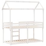 Casa si Gradina - Mobilier - Paturi si accesorii - Paturi - Pat supraetajat cu acoperis, alb, 80x200 cm, lemn masiv de pin - Infinity.ro