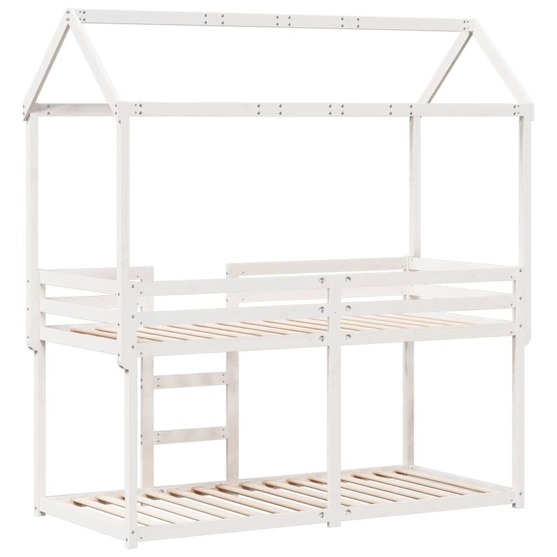Casa si Gradina - Mobilier - Paturi si accesorii - Paturi - Pat supraetajat cu acoperis, alb, 80x200 cm, lemn masiv de pin - Infinity.ro