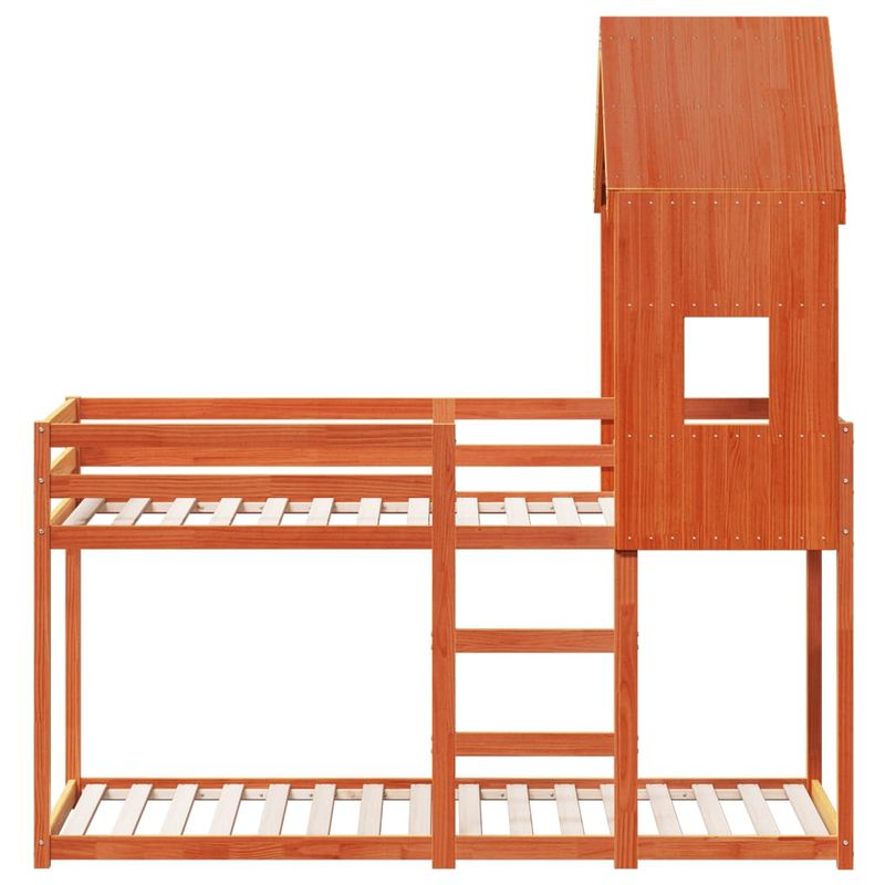 Casa si Gradina - Mobilier - Paturi si accesorii - Paturi - Pat supraetajat cu acoperis maro ceruit 80x200cm lemn masiv pin - Infinity.ro