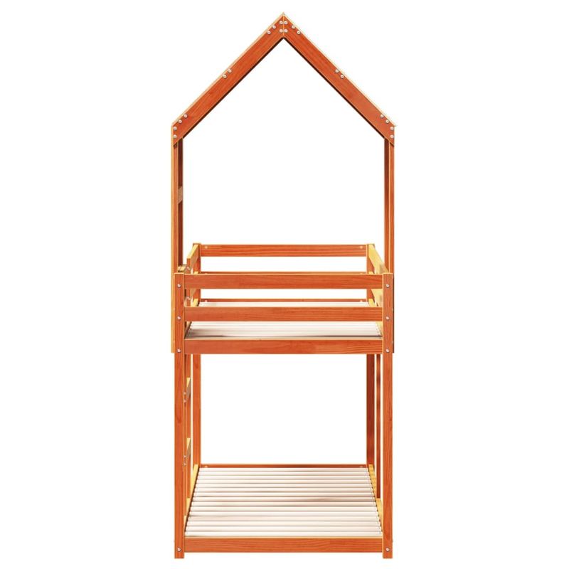 Casa si Gradina - Mobilier - Paturi si accesorii - Paturi - Pat supraetajat cu acoperis maro ceruit 80x200cm lemn masiv pin - Infinity.ro