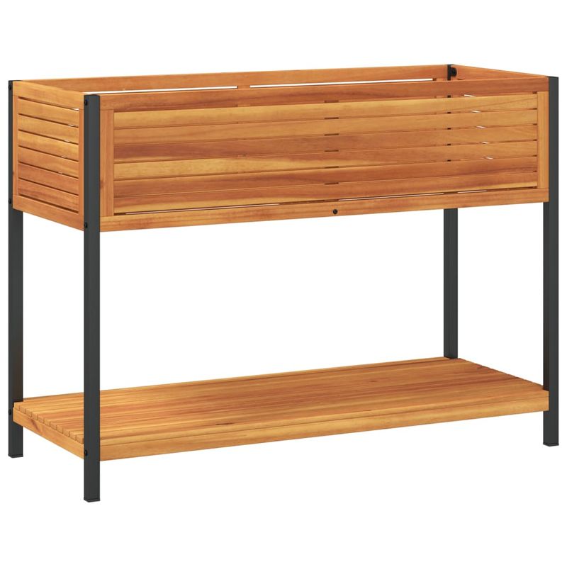 Casa si Gradina - Gradinarit si plante - Plante si ghivece - Ghivece si suporturi - Jardiniera gradina cu raft 110x45x80cm lemn masiv acacia/otel - Infinity.ro