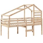 Casa si Gradina - Mobilier - Paturi si accesorii - Paturi - Pat inalt cu acoperis, 90x200 cm, lemn masiv de pin - Infinity.ro