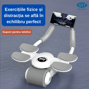 Aparat Fitness tip Roata pentru Abdomen, ABS Roller, Suport Pentru Telefon, Cronometru, Covoras genunchi
