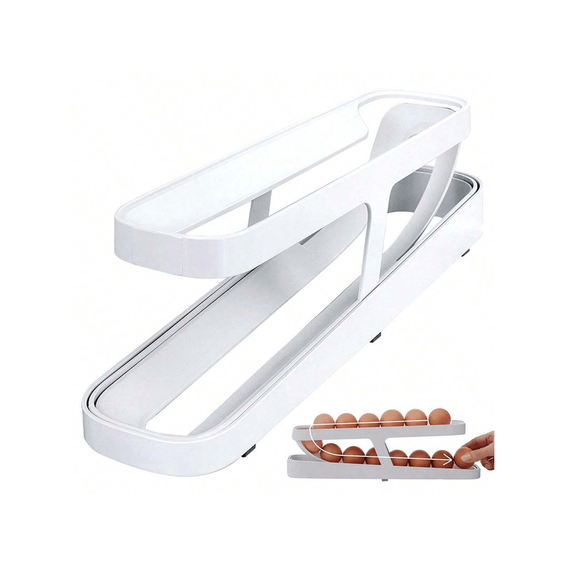 Casa si Gradina - Mobilier - Organizare si depozitare - Recipiente depozitare - Suport de oua cu 2 nivele 12-14oua, dimensiuni 36,1x10,2x8,6cm ABYZ™ - Infinity.ro
