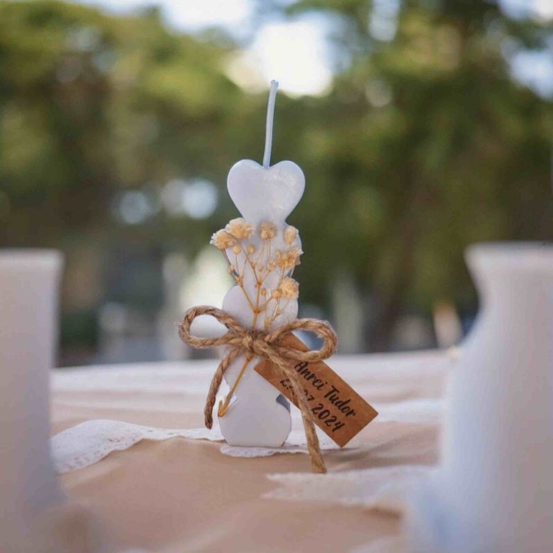 Market - Cadouri - Cadouri personalizate - Marturii Botez fetita, baiat, lumanare ceara naturala, Inimioare - Infinity.ro