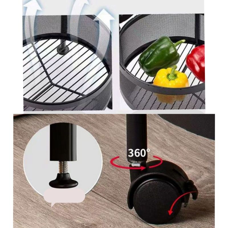 Casa si Gradina - Bucatarie si vesela - Organizare si depozitare bucatarie - Cutii alimentare - Organizator de bucatarie mobil cu cinci cosuri rotative pentru fructe si legume - Infinity.ro
