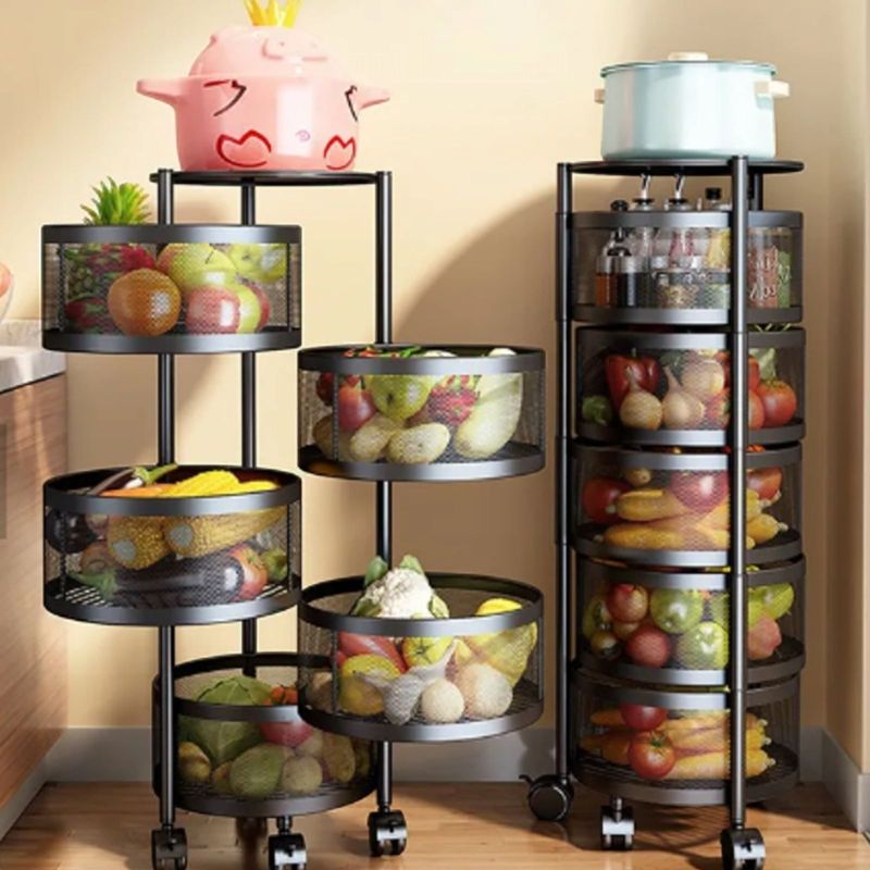 Casa si Gradina - Bucatarie si vesela - Organizare si depozitare bucatarie - Cutii alimentare - Organizator de bucatarie mobil cu cinci cosuri rotative pentru fructe si legume - Infinity.ro