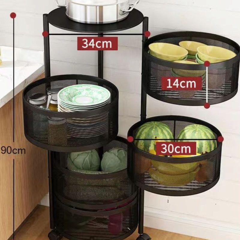 Casa si Gradina - Bucatarie si vesela - Organizare si depozitare bucatarie - Cutii alimentare - Organizator de bucatarie mobil cu cinci cosuri rotative pentru fructe si legume - Infinity.ro