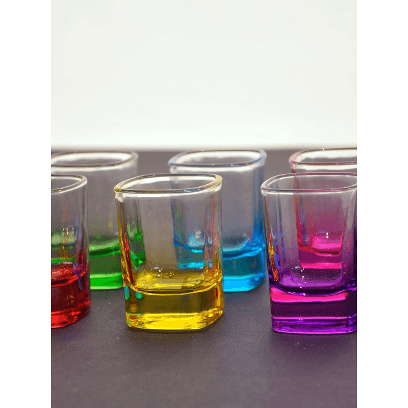 Casa si Gradina - Bucatarie si vesela - Cani si pahare - Pahare - Set 6 pahare colorate din sticla pentru shoturi, 55 ml - Infinity.ro