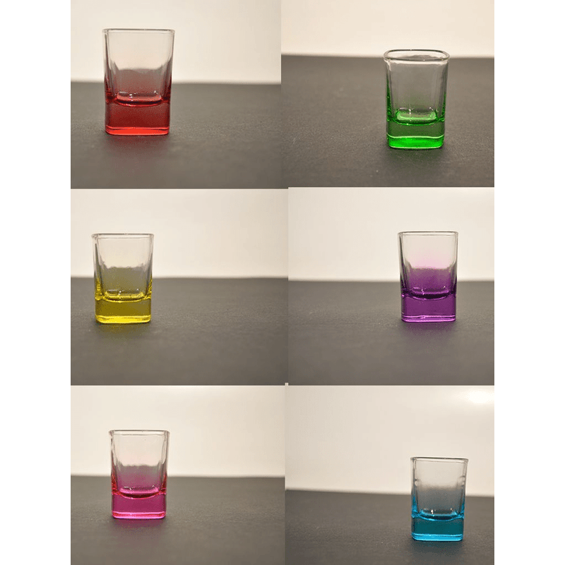 Casa si Gradina - Bucatarie si vesela - Cani si pahare - Pahare - Set 6 pahare colorate din sticla pentru shoturi, 55 ml - Infinity.ro