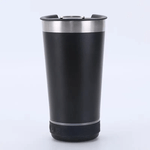 Casa si Gradina - Bucatarie si vesela - Accesorii bar - Termosuri si Cani termos - Cana tip termos cu boxa bluetooth, capacitate 500ml, capac cu deschizator sticle, incarcare USB, lumina led , negru ABYZ - Infinity.ro