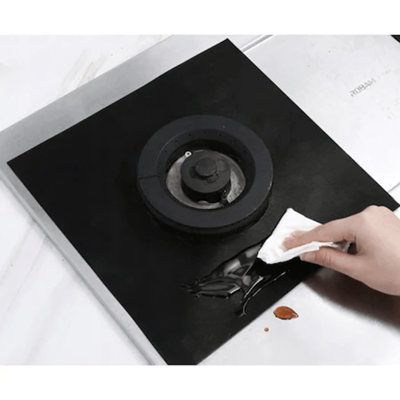 Electronice si Electrocasnice - Aragazuri, cuptoare si hote - Accesorii aragazuri, cuptoare si hote - Accesorii aragazuri - Set 4 folii detasabile de protectie pentru aragaz, usor de spalat, din teflon culoare negru - Infinity.ro