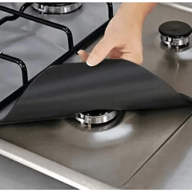 Electronice si Electrocasnice - Aragazuri, cuptoare si hote - Accesorii aragazuri, cuptoare si hote - Accesorii aragazuri - Set 4 folii detasabile de protectie pentru aragaz, usor de spalat, din teflon culoare negru - Infinity.ro