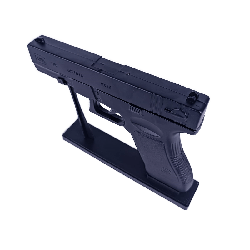 Market - Tutun si tigari - Articole si accesorii tutun - Bricheta Pistol Model Glock, Antivant, Reincarcabil, Suport, 19 cm, Negru, Dalimag - Infinity.ro