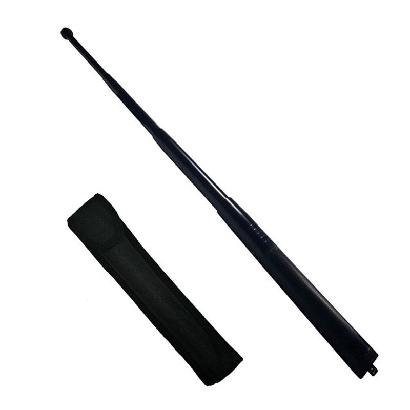 Sport si Outdoor - Camping - Accesorii camping si drumetii - Baston telescopic din otel, 77 cm, 4 sectiuni, negru,  husa - Infinity.ro