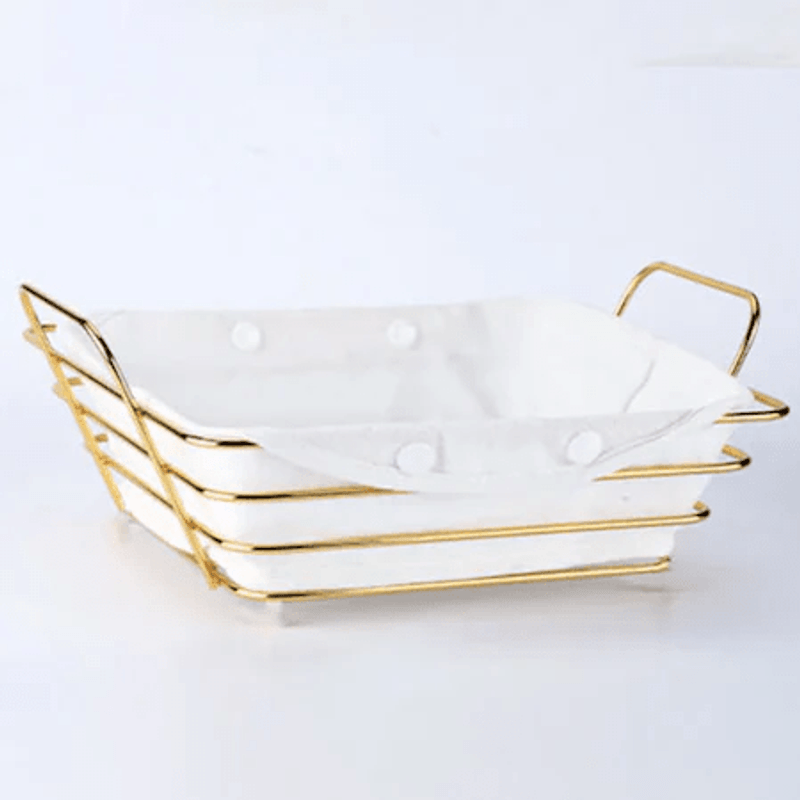 Casa si Gradina - Bucatarie si vesela - Ustensile bucatarie - Cosuri servire - Cos paine, metalic, dreptunghiular cu husa detasabila textila, 26X19x8cm, auriu ABYZ®™ - Infinity.ro