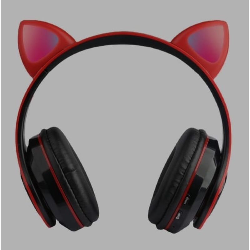 TV, Audio-Video si Foto - Portabile audio - Casti audio - Casti wireless, Urechi de pisica, Bluetooth 5.0, Handsfree, HiFi, Bass Stereo, LED, TF, Radio, Culoare Rosu - Infinity.ro