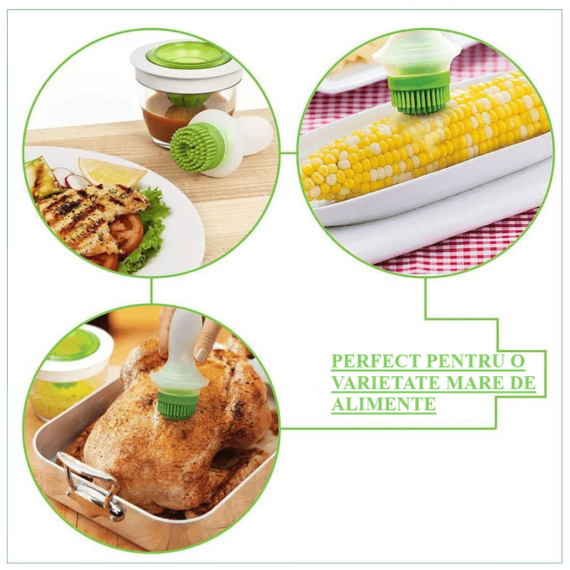 Casa si Gradina - Bucatarie si vesela - Ustensile bucatarie - Seturi ustensile de bucatarie - Vas de sticla cu pensula pentru condimentat alimente ABYZ®™ - Infinity.ro