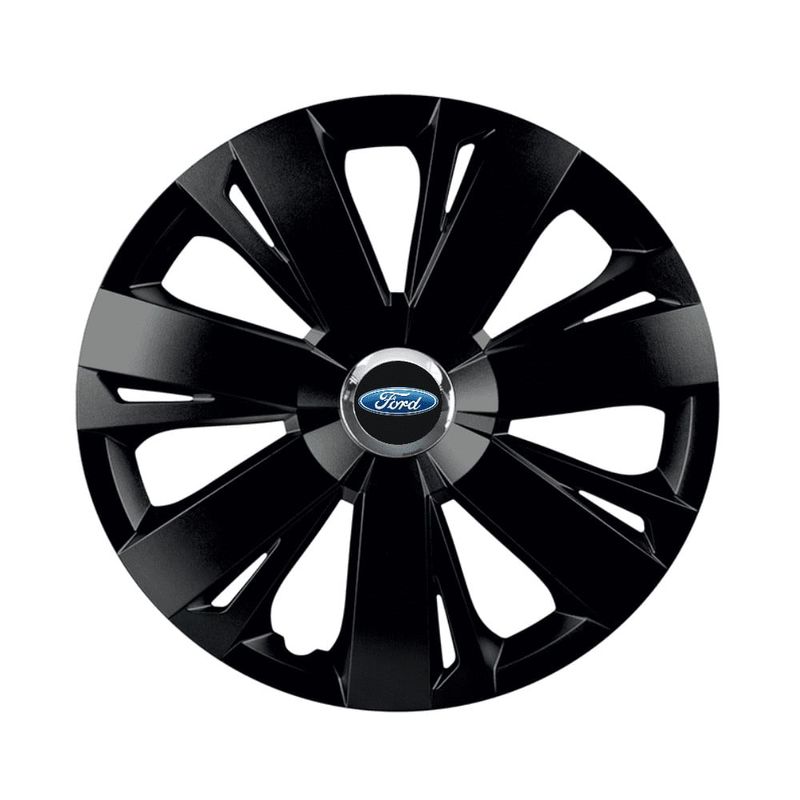 Auto si Moto - Anvelope si jante - Accesorii roti - Capace roti - Set 4 capace roti negre cu inel Cromat Energy pentru gama auto Ford, R16 - Infinity.ro