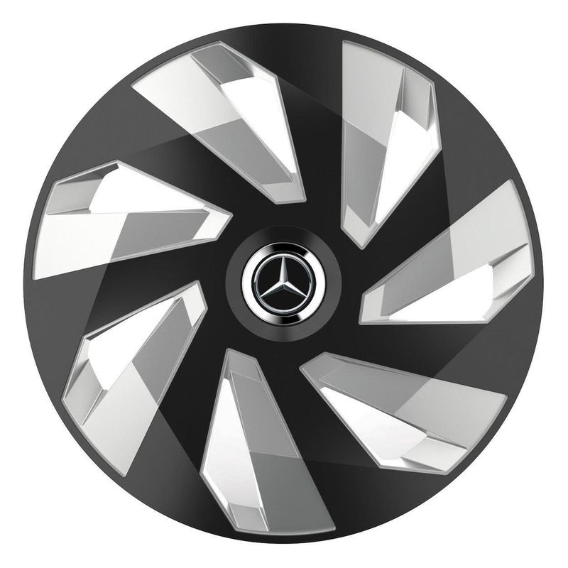 Auto si Moto - Anvelope si jante - Accesorii roti - Capace roti - Set 4 capace roti pentru Mercedes-Benz,model Vector negru si argintiu, R16 - Infinity.ro