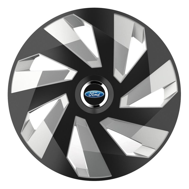 Auto si Moto - Anvelope si jante - Accesorii roti - Capace roti - Set 4 capace roti, pentru Ford, model vector negru si argintiu, R16 - Infinity.ro