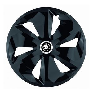 Set 4 capace roti pentru Skoda nou Alb-negru, model Roco negru, R14