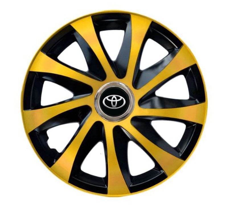 Set 4 Capace Roti pentru Toyota, model Extra Drift Gold & Black, R15 ...